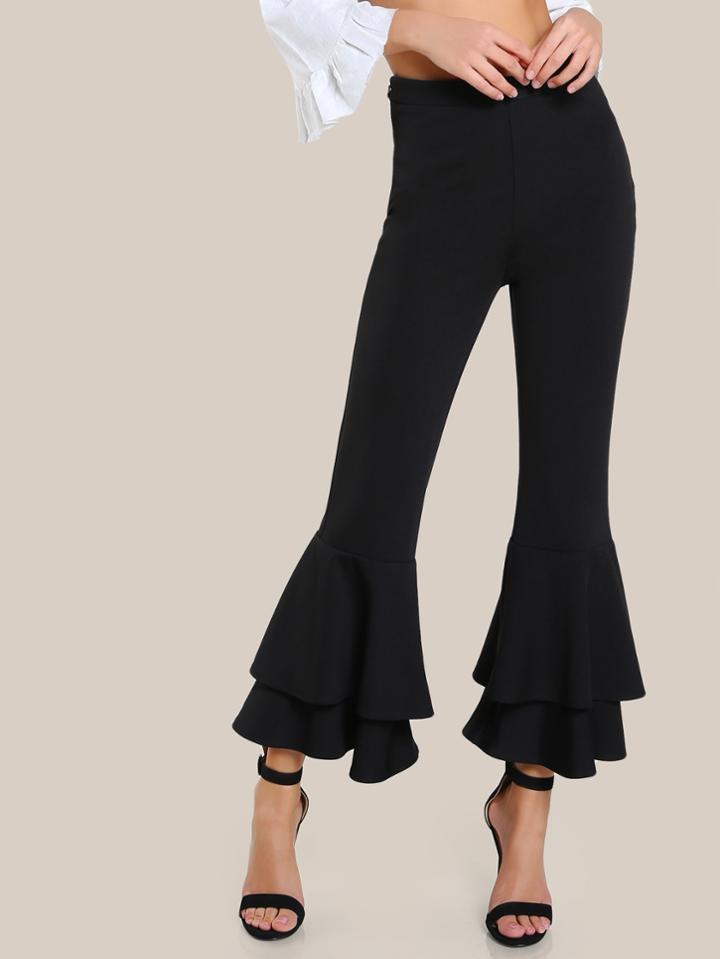 Romwe Tiered Ruffle Flare Pants