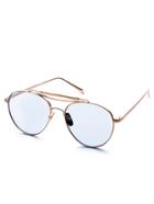 Romwe Metal Frame Double Bridge Blue Lens Aviator Sunglasses