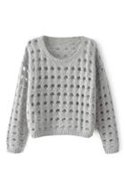 Romwe Hollow-out Grey Jumper