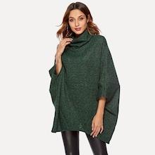 Romwe High Neck Poncho Sweater