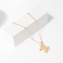 Romwe Unicorn Shaped Pendant Necklace