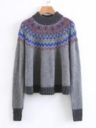 Romwe Geometric Pattern Raglan Sweater