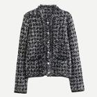 Romwe Single-breasted Tweed Coat