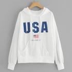 Romwe America Flag Print Kangaroo Pocket Hoodie