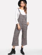 Romwe Ring Zip Plaid Strap Jumpsuit