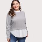 Romwe Plus Contrast Hem Zip Back Top