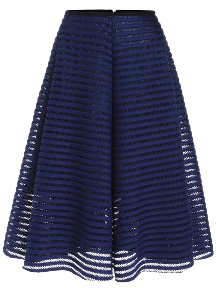 Romwe Hollow Flare Zipper Skirt