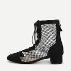 Romwe Mesh Detail Lace Up Boots