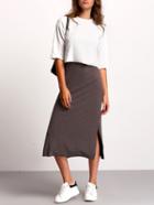 Romwe Grey Spaghetti Strap Split Dress With White Crop Top