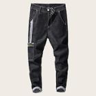 Romwe Guys Pocket Striped Tape Jeans