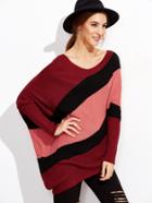 Romwe Color Block Asymmetric Dolman Sleeve Sweater