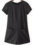 Romwe Short Sleeve With Pockets Romper
