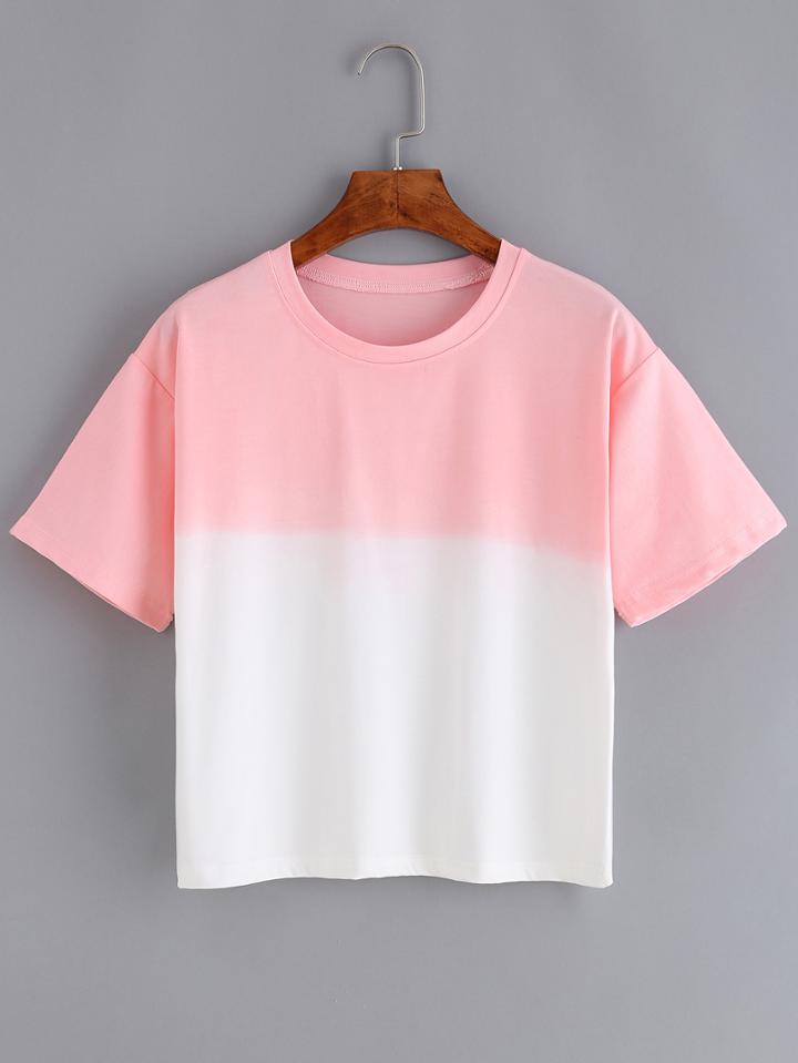 Romwe Ombre Pink T-shirt