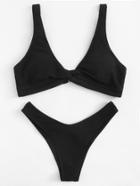 Romwe Adjustable Straps Twist Bikini Set