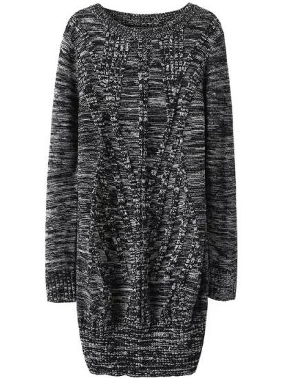 Romwe Cable Knit Long Grey Sweater