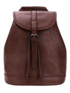 Romwe Buckle Flap Structured Backpack - Brown