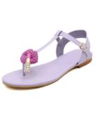 Romwe Purple Rhinestone Lip Flip Flat Sandals