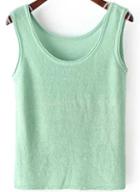 Romwe Round Neck Slim Green Tank Top