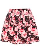 Romwe Rost Print Pleated Skirt