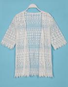Romwe Embroidery Lace Short Sleeve Longline Open Top