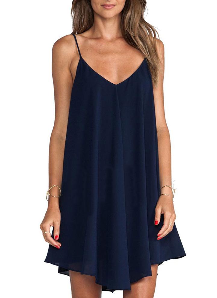 Romwe Spaghetti Strap Asymmetrical Shift Dress