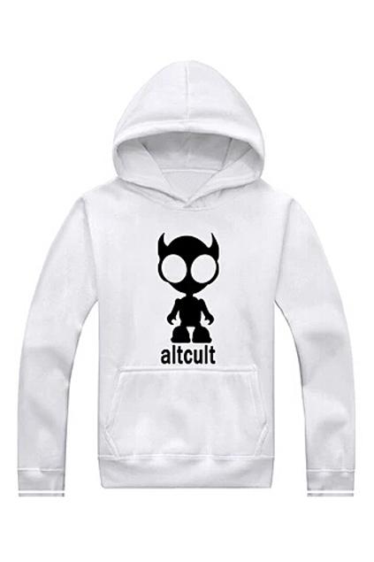 Romwe Alien Print Casual White Hoodie