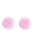 Romwe Pink Pom Pom Stud Earrings