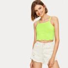 Romwe Neon Lime Cami Crop Top