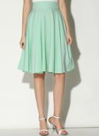 Romwe Green High Waist Pleated Skirt