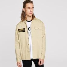 Romwe Guys Single Breasted Camo Pocket Patched Shirt