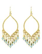 Romwe Gold Plated Hanging Beads Chandelier Earrings