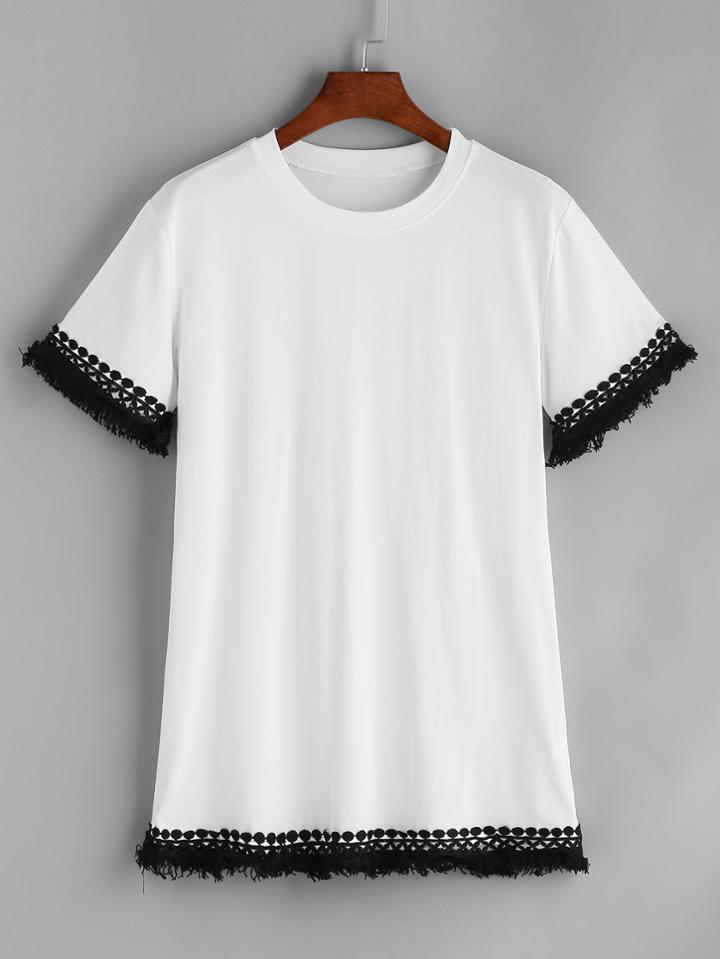 Romwe Tassel Ringer Tee