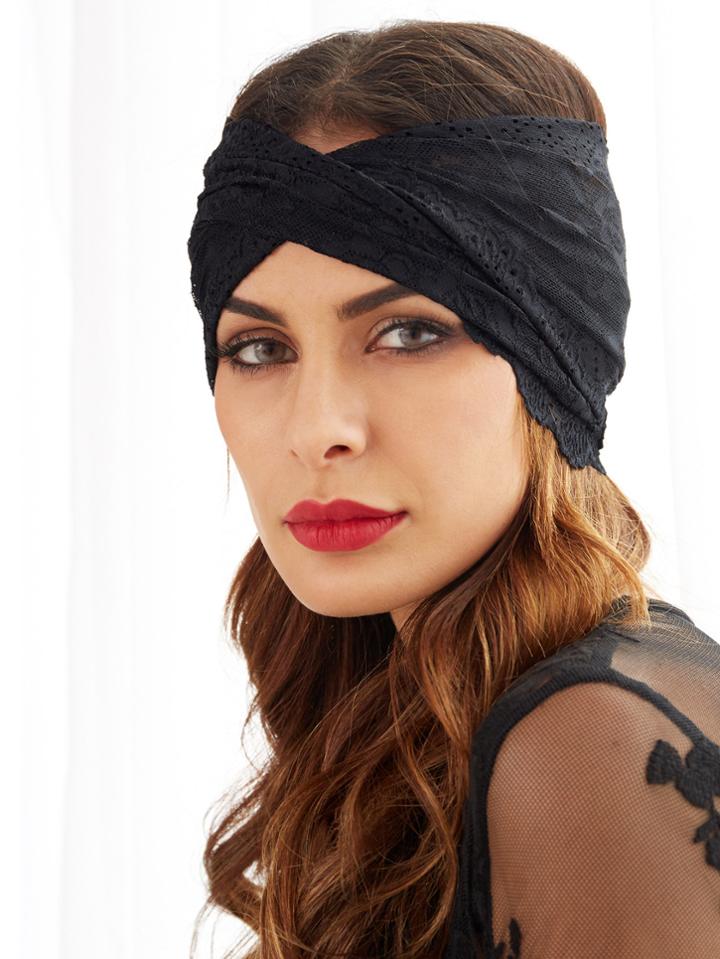 Romwe Black Lace Twist Headband