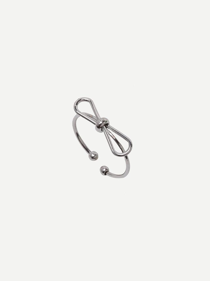 Romwe Silver Bow Feature Ring