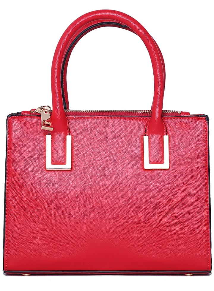 Romwe Red Double Zipper Pu Tote Bag