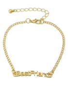 Romwe Gold Plated Chain Letter Bracelet