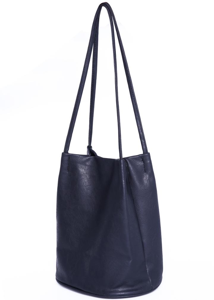 Romwe Black Buckle Pu Shoulder Bag