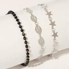 Romwe Star & Leaf Detail Chain Anklet 3pack
