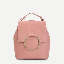 Romwe O-ring Detail Flap Pu Backpack