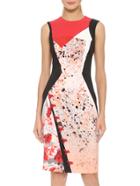 Romwe Black Red Round Neck Sleeveless Floral Print Bodycon Dress