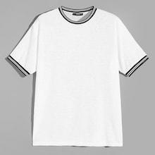 Romwe Guys Slub Knit Striped Ringer Tee
