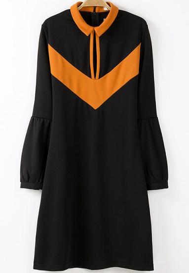 Romwe Puff Sleeve Slim Black Dress