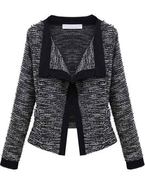 Romwe Knit Crop Slim Cardigan