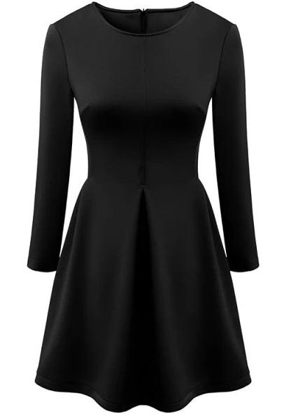 Romwe High Waist Zip Rose Black Dress