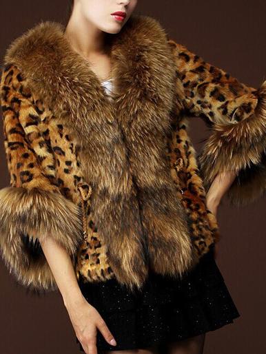Romwe Half Sleeve Leopard Coat