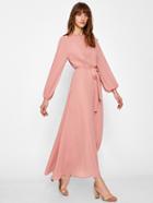 Romwe Button Keyhole Back Self Belted Hijab Evening Dress