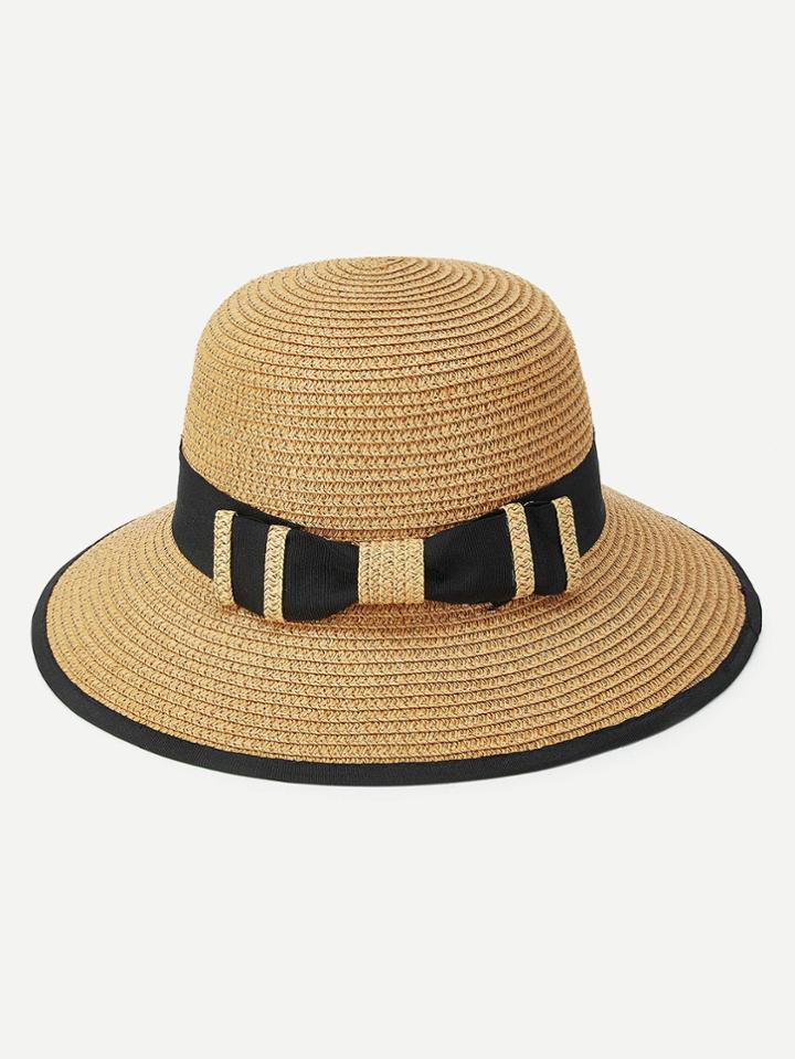 Romwe Contrast Edge Straw Hat