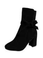 Romwe Bow Tie Decorated Suede Boots