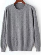 Romwe Round Neck Dotted Crochet Grey Sweater