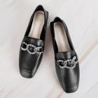 Romwe Square Toe Rhinestone Decor Loafers